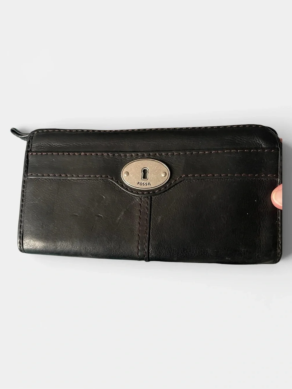 Fossil Black Leather Zip Wallet